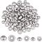 304 Stainless Steel Beads, with Rubber Inside, Slider Beads, Rondelle, Stainless Steel Color, 6~8x3~4mm, Hole: 3mm, Rubber Hole: 1.2mm, 90pcs/box