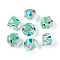 Handmade Lampwork Beads, Bead in Bead, Bumpy Rondelle with Teardrop Pattern, Medium Aquamarine, 13~14x9~10mm, Hole: 1.2~1.8mm