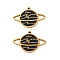 Ion Plating(IP) 304 Stainless Steel Enamel Pendants, Real 18K Gold Plated, Planet Charm, Black, 14x21x1.5mm, Hole: 1mm