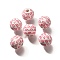 Valentine's Day Element Printed Wood Beads, Round, Pink, 16mm, Hole: 4mm