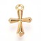 Brass Pendants, Cross Charms, Cadmium Free & Nickel Free & Lead Free, Real 18K Gold Plated, 10.4x8x2.5mm, Hole: 1.2mm