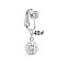304 Stainless Steel Pave Clear Cubic Zirconia Clip on Belly Rings, Stainless Steel Color, Round, 20mm