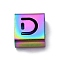 Ion Plating(IP) 304 Stainless Steel Square Slide Charms, Rainbow Color, Letter D, 9x8x4mm, Hole: 3.5x8.5mm