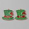 Saint Patrick's Day Alloy Enamel Pendants, with Sequins, Light Gold, Clover, 28x28x2mm, Hole: 1.6mm