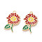 Alloy Enamel Pendants, Flower Charms, Golden, Cadmium Free & Nickel Free & Lead Free, Dark Red, 25.5x15.5x1.5mm, Hole: 1.4mm