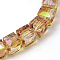 Electorplated Glass Beads, Rainbow Plated, Faceted, Cube, Orange, 9x9x9mm, Hole: 1mm