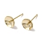 Brass Studs Earrings Finding, Lead Free & Cadmium Free, Round, Real 24K Gold Plated, 14x7mm, Pin: 12x1mm