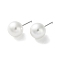 Imitation Pearl Stud Earrings, with 999 Fine Silver Pins, Round, Platinum, 21x10mm
