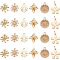 24Pcs 6 Style Brass Charms, with Jump Rings, Long-Lasting Plated, Flower, Real 18K Gold Plated, 8.5~14.5x8~12x1~8mm, Hole: 0.6~3.5mm, 4pcs/style