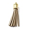 Imitation Leather Big Tassel Pendants, with Plastic Findings, Tan, 70x13.5mm, Hole: 4.5mm