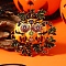 Halloween Alloy Enamel Pumpkin Brooches for Women, Yellow, 54x52mm