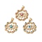 Rack Plating Brass Enamel Pendants, with Cubic Zirconia, Flower with Evil Eye, Real 18K Gold Plated, Long-Lasting Plated, Mixed Color, 26.5x24x4mm, Hole: 4x3.5mm