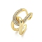 Rack Plated Brass Micro Pave Cubic Zirconia Knot Open Cuff Rings for Women, Lead Free & Cadmium Free, Long-Lasting Plated, Real 18K Gold Plated, 12.5mm