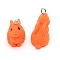 Resin Pendant, with Iron Findings, Platinum, Rabbit, Orange, 21x12x21mm, Hole: 1.8mm