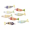 Alloy Enamel Pendants, Fish, Golden, Mixed Color, 32x8x3mm, Hole: 2.2mm