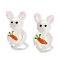 Handmade Lampwork Beads Strands, Rabbit with Carrot, White, 26.5x15.5x14.5mm, Hole: 1.6mm, about 20pcs/strand, 19.69''(50cm)