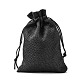 ポリエステル模造黄麻布包装袋巾着袋  ブラック  14x10cm X-ABAG-R005-14x10-09-2