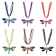 FIBLOOM 6Pcs 6 Colors Alloy Enamel Butterfly Pendant Necklaces Set with Rhinestone NJEW-FI0001-06-1