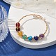 Bracelet manchette en perles rondes avec pierres précieuses naturelles mélangées BJEW-JB09594-4