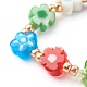 Handmade Millefiori Glass Beads Stretch Rings RJEW-JR00368-01-5