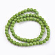 1 fil de perles rondes synthétiques turquoises teintes vert citron vert X-TURQ-G106-6mm-02B-2