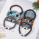 Fibloom 3 ensembles 3 styles de bracelets extensibles à perles rondes en verre et pierres précieuses naturelles et synthétiques mélangées BJEW-FI0001-39-5