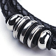 Two Loops Braided Leather Cord Wrap Bracelets BJEW-F291-17P-2