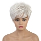 ショートストレートウィッグ  合成かつら  前髪あり  耐熱高温繊維  女性のために  銀  11.02インチ（28cm） OHAR-I019-05-1