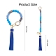 Schlüsselanhänger mit runden Perlen aus Silikon mit Quaste aus Kunstleder KEYC-SW00005-02-3