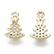 Brass Micro Pave Clear Cubic Zirconia Charms KK-S348-517-NF-2