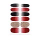 アボカド＆イチゴ＆花フルカバーネイルアートステッカー  キラキラパウダーデカール  自己接着  ネイルチップの装飾用  暗赤色  25.5x10~16.5mm  12pcs /シート MRMJ-T109-WSZ739-1