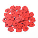 Anhänger aus natürlichem Pappelholz, gischt gemalt, für Weihnachten, Herz mit Schneeflocke, rot, 27.5x28.5x2.5 mm, Bohrung: 2.5 mm