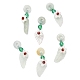 Natural Jadeite & Natural Green Onyx Agate & Crystal Dnout/Leaf Pendant Decorations G-G008-06-1
