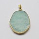 Electroplated Natural Amazonite Plated Big Pendants G-P077-52-2