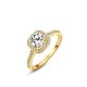 Real 18K Gold Plated Brass AAA Square Cubic Zirconia Engagement Ring RJEW-AA00201-5#-G-1