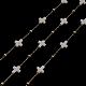クロス天然シェルリンクチェーン  304つのステンレススチールサテライトチェーン付き  ハンダ付け  スプールで  ゴールドカラー  クロス10x7.5x3ミリメートル  約32.81フィート（10m）/ロール CHS-G028-05B-G-1