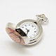 Openable Flat Round Alloy Bird Printed Porcelain Quartz Watch Heads for Pocket Watch Necklaces Making WACH-M111-01-2