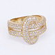 Brass Micro Pave Cubic Zirconia Finger Rings RJEW-E145-30G-2