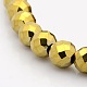 Faceted Round Non-magnetic Synthetic Hematite Beads Strands G-P061-73-10mm-G-1