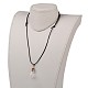 Teardrop Glass Wishing Bottle Adjustable Cowhide Leather Cord Pendant Necklaces NJEW-JN01561-08-4