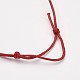 ワックスコットンコードブレスレット  赤い紐のブレスレット  真鍮製のチューブビーズで  レッド  1-3/4インチ〜3-3/8インチ（44.5~85mm） BJEW-JB02748-02-3