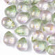 Perles de verre peintes par pulvérisation transparentes deux tons GLAA-T017-01-B01-1