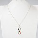 Platinum Tone Vintage Chakra Jewelry Brass Gemstone Infinity Pendant Necklaces NJEW-JN01155-03-5