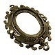 Antique Bronze Alloy Oval Wraps Cabochon Connectors Embellishments Settings X-PALLOY-B015-AB-1-2