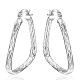 Women Big Earrings Silver Color Plated Brass Fancy Cut Triangle Hoop Earrings EJEW-BB11988-1