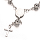 Rosary Bead Bracelets with Cross BJEW-E282-01P-2