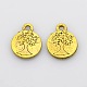 Flat Round with Tree of Life Plating Zinc Alloy Pendants PALLOY-N0104-02-2