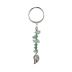 Porte-clés à puce de pierres précieuses chakra avec perles de rocaille en verre KEYC-JKC00473-2