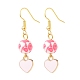 3 paio di 3 ciondoli smaltati in lega rosa stile e orecchini pendenti con perline in resina EJEW-JE05030-02-4