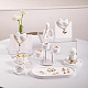 Flower Shaped Gesso Ring Display Stands ODIS-WH0029-98-7